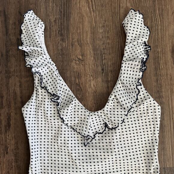 Eberjey Loreta Coastal Dot Ruffle One Piece Swimsuit M - Picture 5 of 9